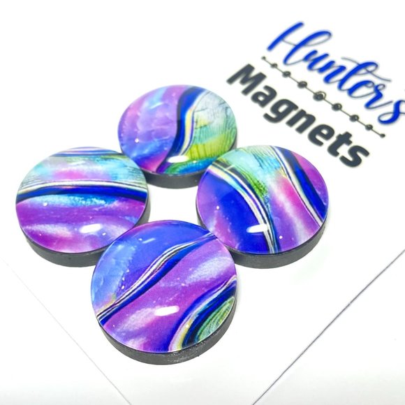 Set of 4 Magnets - Holo Lilac Mod Abstract Glass Refrigerator Kitchen Whiteboard - Picture 3 of 3